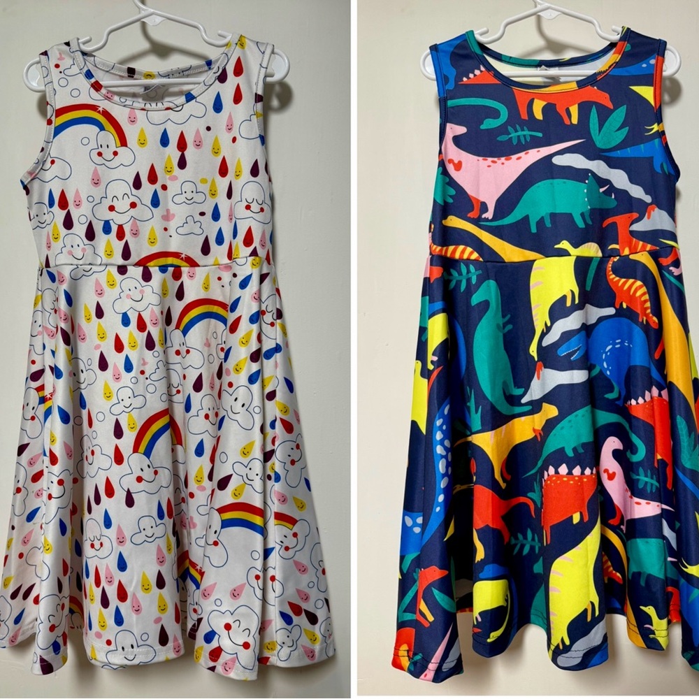 Bundle of 2 Colorful girls dresses size 7